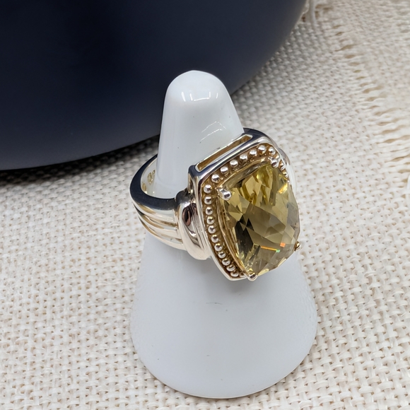925 Sterling Silver Citrine Quartz Statement Ring Luxury Cocktail Jewelry Size 6 - Picture 5 of 16